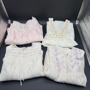 Lot Of 4 Vintage 70s-80s Night Gowns Lacy Cottage Core Whimsical Grannycore Chic